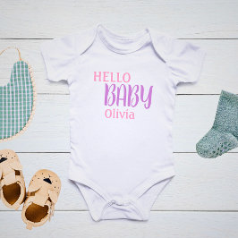 Body Para Bebé Personalizado Hola Bebé Rosa