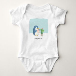 Body Para Bebé [Personalizado] Jardinero de pingüino de invierno 
