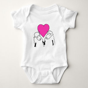 Body Para Bebé Personalizado lindo Lambs Love Heart