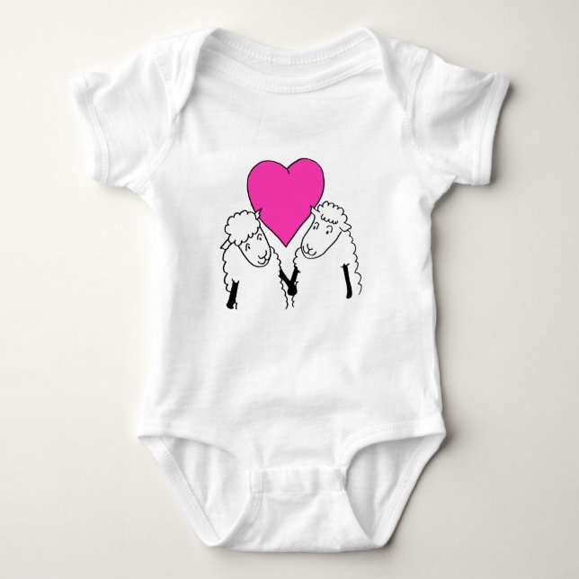 Body Para Bebé Personalizado lindo Lambs Love Heart (Anverso)