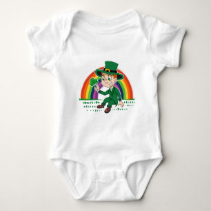 Body Para Bebé Personalizado lindo leprechaun con shamrock y arco