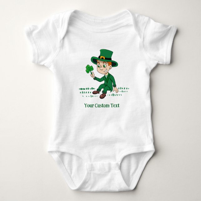 Body Para Bebé Personalizado lindo leprechaun con shamrock y arco (Anverso)