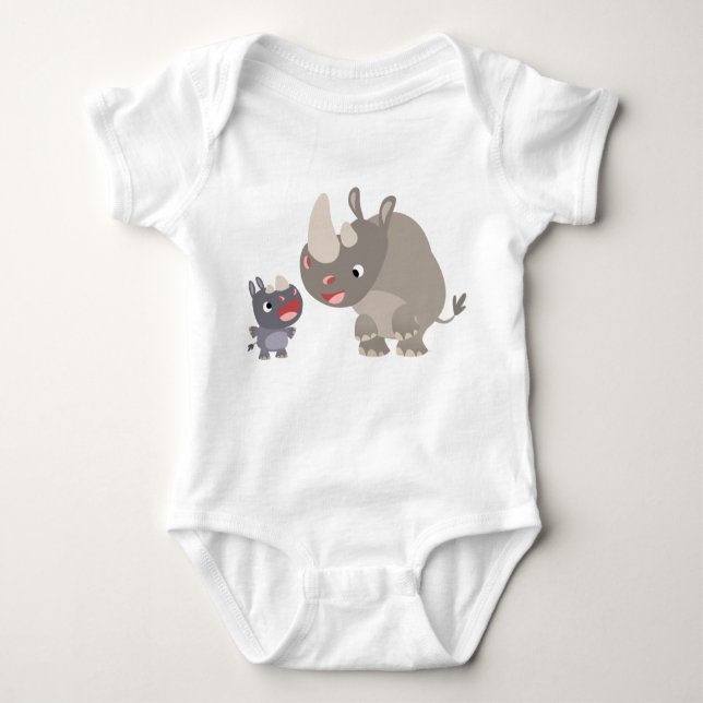 Body Para Bebé Personalizado lindo Rhino Baby & Big Rhino Baby T- (Anverso)