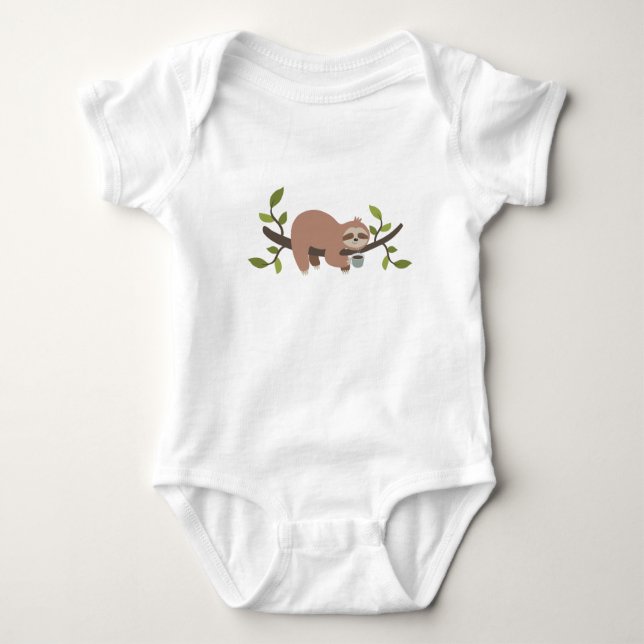 Body Para Bebé Personalizado lindo Sloth Baby Bodysuit (Anverso)