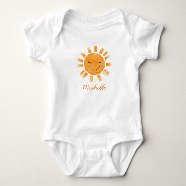 Body Para Bebé Personalizado lindo sol boho amarillo naranja (Anverso)