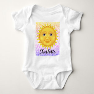 Body Para Bebé Personalizado lindo Sonriente Sol con abejorro dul