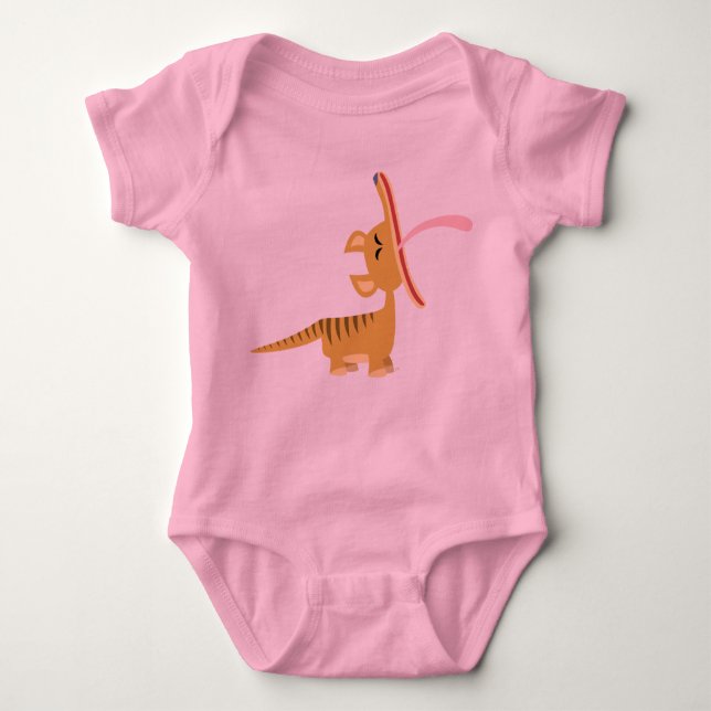 Body Para Bebé Personalizado lindo Yawning Thylacine Baby T-Shirt (Anverso)