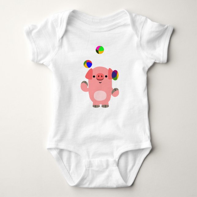 Body Para Bebé Personalizado malabarista lindo Cerdo Bebé Bodysui (Anverso)