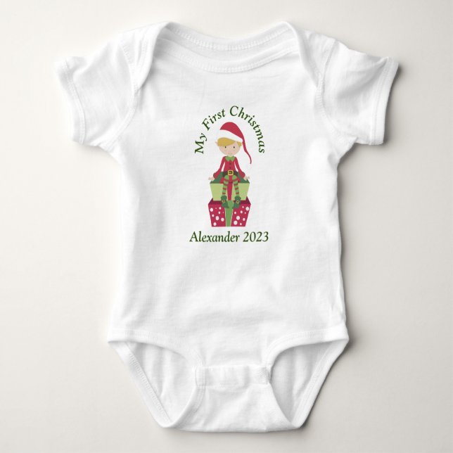 Body Para Bebé Personalizado Mi primer niño Elf de Navidad (Anverso)