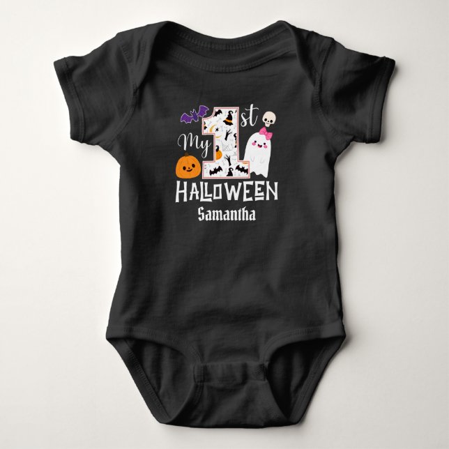 Body Para Bebé Personalizado mi primera linda bebé de Halloween (Anverso)