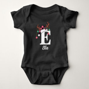 Body Para Bebé Personalizado Monograma Familia Navidad Santa Hat