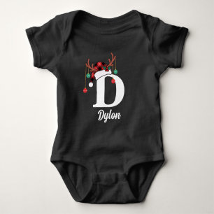 Body Para Bebé Personalizado Monograma Familia Navidad Santa Hat
