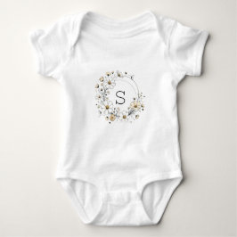 Body Para Bebé Personalizado Monograma Floral Niña Boho Sage Verd