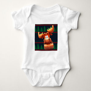 Body Para Bebé Personalizado Moose con Navidades regalando camise
