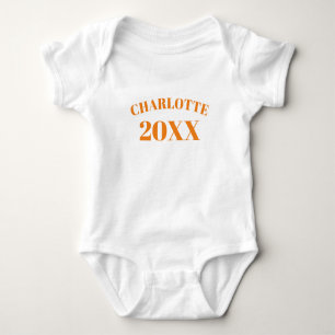 Body Para Bebé Personalizado naranja nombre personalizado año núm