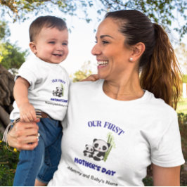 Body Para Bebé Personalizado Nuestro Primer Día de la Madre Panda