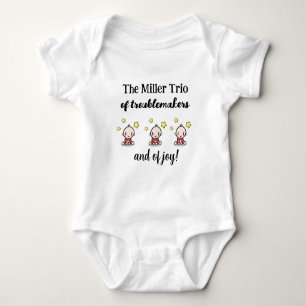 Body Para Bebé Personalizado Para Triplets, Triplets Gift Idea,