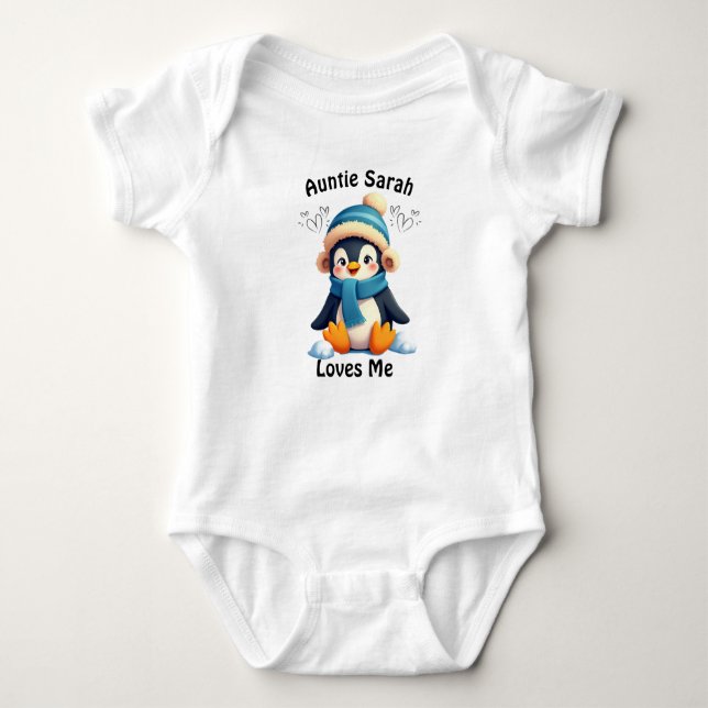 Body Para Bebé Personalizado Penguin Baby Suit - ¡La tía Sarah Me (Anverso)