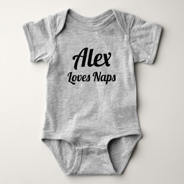 Body Para Bebé Personalizado personalizar Loves Naps Lema Baby Bo (Anverso)