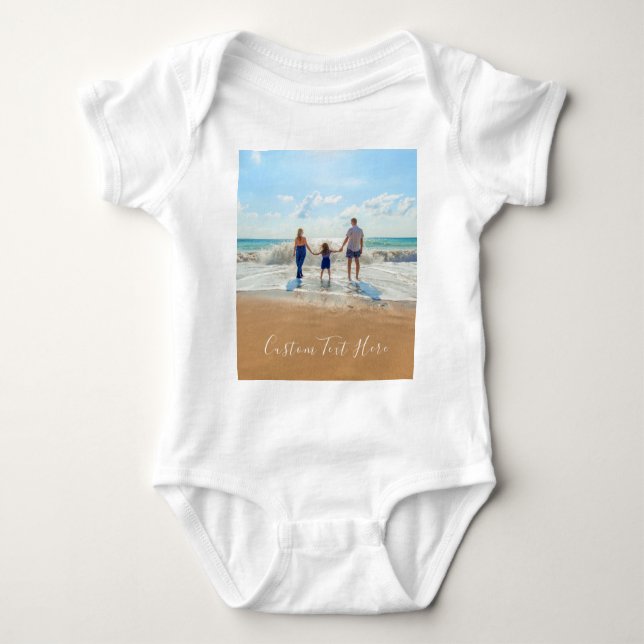 Body Para Bebé Personalizado Photo Text Baby Bodysuit con tus fot (Anverso)