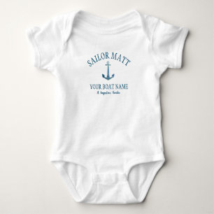 Body Para Bebé Personalizado Sailor Nombre Florida Anchor