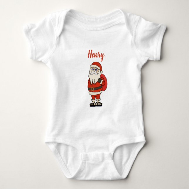 Body Para Bebé Personalizado Santa Claus Navidades Flip Flops (Anverso)