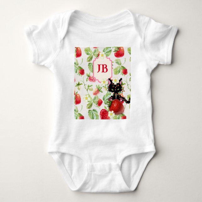 Body Para Bebé Personalizado Strawberry Monogrammed (Anverso)
