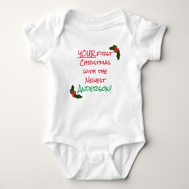 Body Para Bebé Personalizado Su Primer Navidad Baby Bodysuit (Anverso)