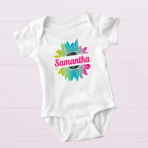 Body Para Bebé Personalizado Sunflower Monograma Baby Bodysuit