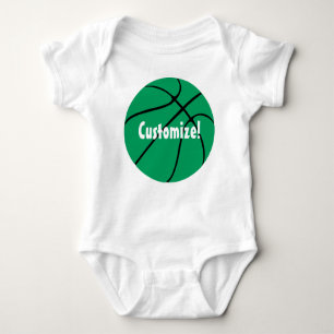 Body Para Bebé Personalizado Texto Baloncesto Verde