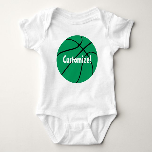 Body Para Bebé Personalizado Texto Baloncesto Verde (Anverso)