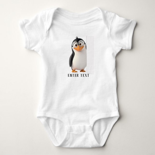 Body Para Bebé Personalizado Texto Cute Pingüino Peeking Baby Bod (Anverso)