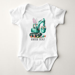 Body Para Bebé Personalizado Texto Niña Huevos Excavadora Constru