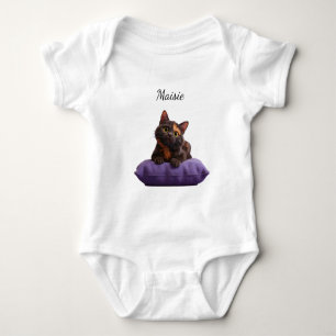 Body Para Bebé Personalizado Tortoiseshell Kitten en un colchón m