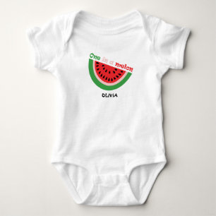 Body Para Bebé Personalizado Uno En Una Sandía Cumpleaños 1