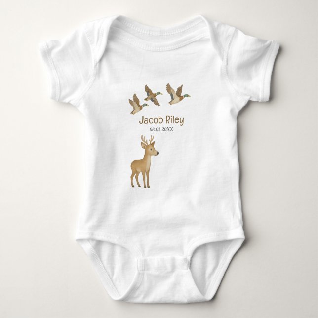 Body Para Bebé Personalizado Woodland Wildlife Baby Bodysuit (Anverso)