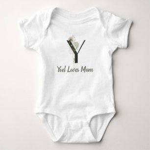 Body Para Bebé Personalizado Y inicial con flor de color suave