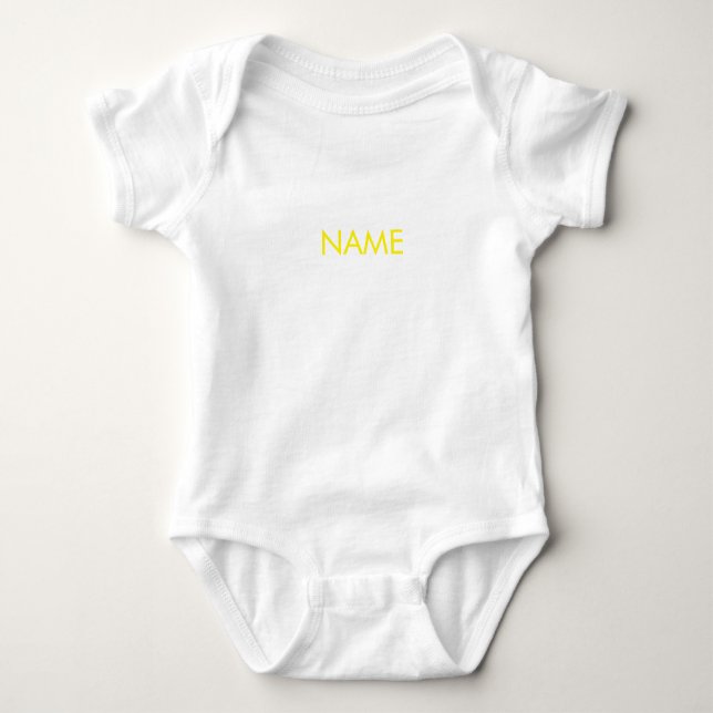 Body Para Bebé Personalizar con nombre, texto amarillo blanco min (Anverso)