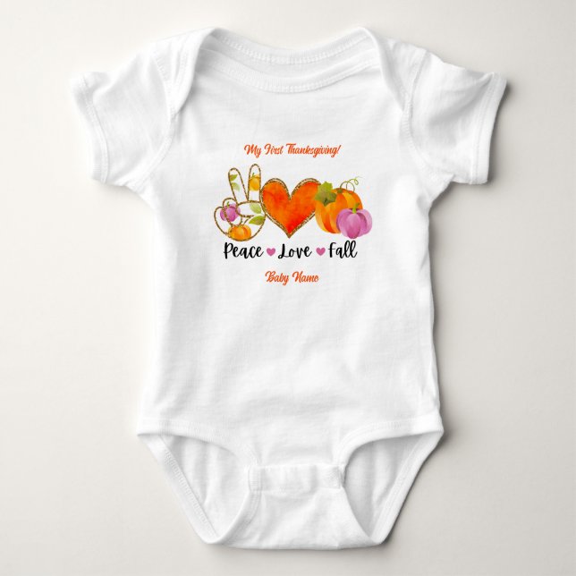 Body Para Bebé Personalizar de otoño de Peace Love Fall (Anverso)