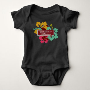 Body Para Bebé Personalizar Hibiscus Flowers Blue Pink Naranja