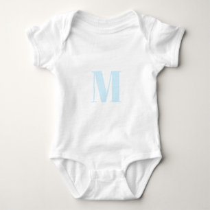 Body Para Bebé Personalizar monograma azul claro inicial blanco