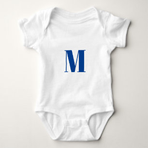 Body Para Bebé Personalizar monograma blanco azul inicial