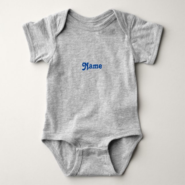 Body Para Bebé Personalizar nombre, texto letras azules grises (Anverso)