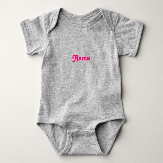 Body Para Bebé Personalizar nombre, texto rosa fucsia gris (Anverso)