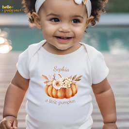 Body Para Bebé Personalize Little Pumpkin Floral Baby Bodysuit