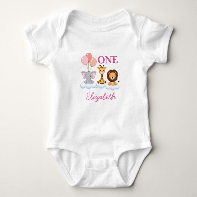 Body Para Bebé Personalized 1st Birthday Bodysuit, First Birthday (Anverso)
