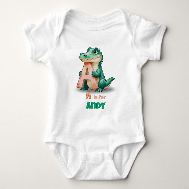 Body Para Bebé Personalized Baby Bodysuit – A is for Alligator (Anverso)