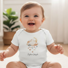 Body Para Bebé Personalized Baby Bodysuit - Moon & Stars Name