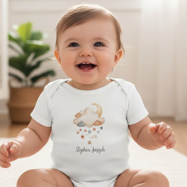 Body Para Bebé Personalized Baby Bodysuit - Moon & Stars Name (Baby body suit)