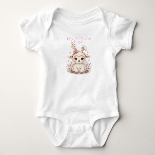 Body Para Bebé Personalized Baby First Easter Lamb (Anverso)